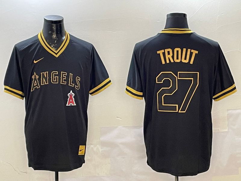 Men Los Angeles Angels #27 Trout Black Gold Game 2025 Nike MLB Jersey style 6->san diego padres->MLB Jersey